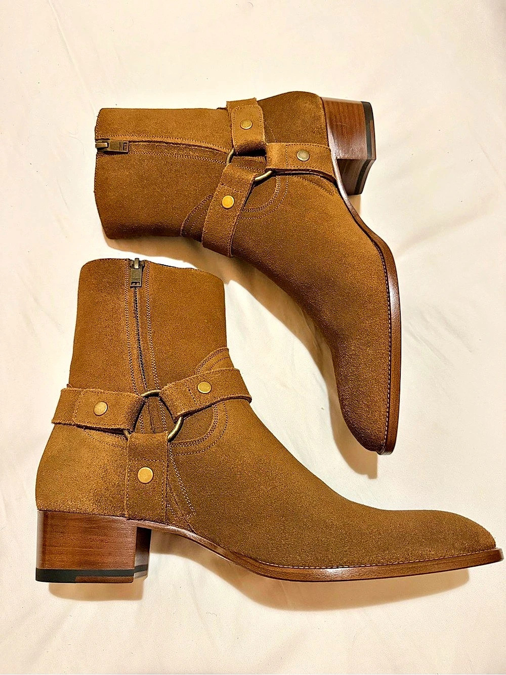 BNIB Saint Laurent Wyatt Harness 30 Boots Brown US 11